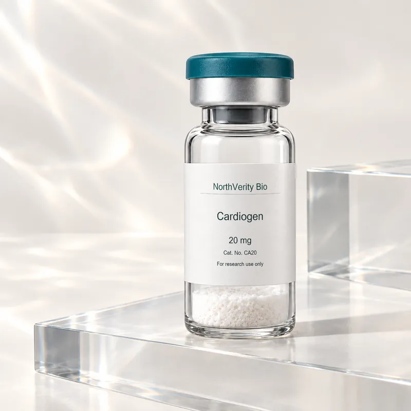 Cardiogen 20 mg × 10 vials · CA20 · Catalog illustration—not an actual packaging photo.