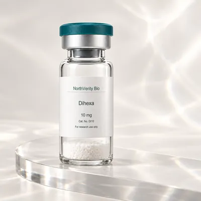 ⁨Dihexa⁩ 10 mg × 10 قوارير · ⁨DI10⁩ · رسم توضيحي وليس صورة للتغليف الفعلي.