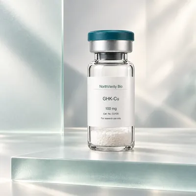 ⁨GHK-Cu⁩ 100 mg × 10 قوارير · ⁨CU100⁩ · رسم توضيحي وليس صورة للتغليف الفعلي.