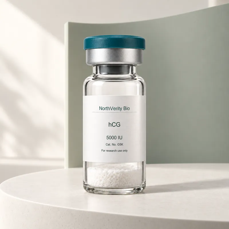 hCG 5000 IU × 10 vials · G5K · Catalog illustration—not an actual packaging photo.
