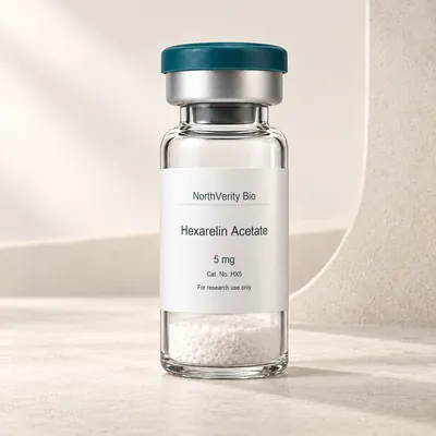 Hexarelin Acetate 5 mg × 10 Fläschchen · HX5 · Katalogillustration, kein Foto der tatsächlichen Verpackung.