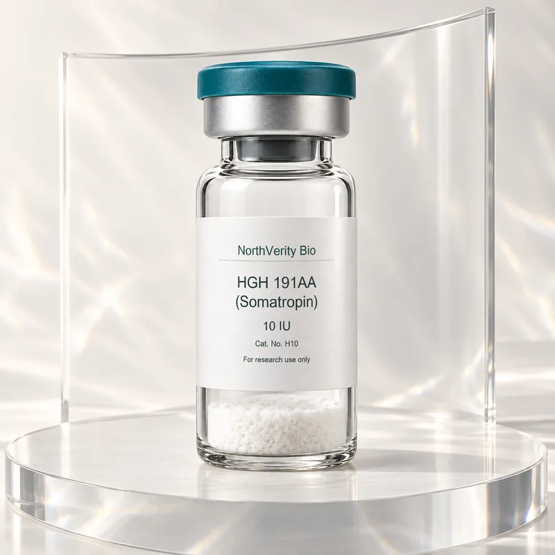HGH 191AA (Somatropin) 10 IU × 10 vials · H10 · Catalog illustration—not an actual packaging photo.