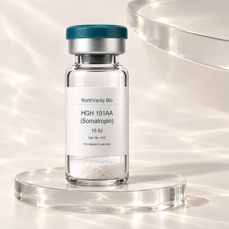 HGH 191AA (Somatropin) 15 IU × 10 vials · H15 · Catalog illustration—not an actual packaging photo.