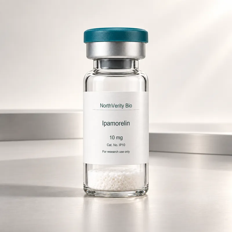 Ipamorelin 10 mg × 10 vials · IP10 · Catalog illustration—not an actual packaging photo.