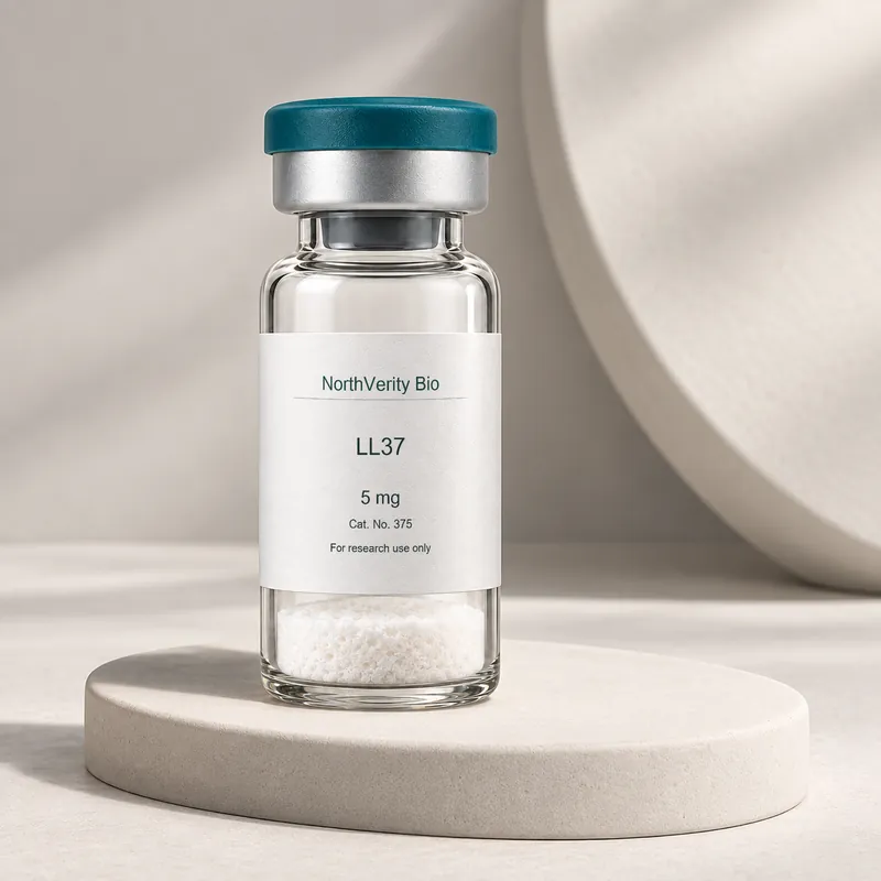 LL37 5 mg × 10 vials · 375 · Catalog illustration—not an actual packaging photo.