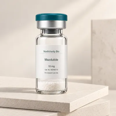 Mazdutide 10 mg × 10 Fläschchen · MZ/MDT10 · Katalogillustration, kein Foto der tatsächlichen Verpackung.