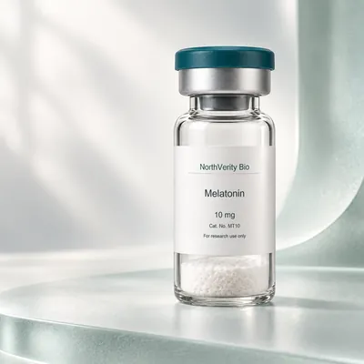 Melatonin 10 mg × 10 Fläschchen · MT10 · Katalogillustration, kein Foto der tatsächlichen Verpackung.