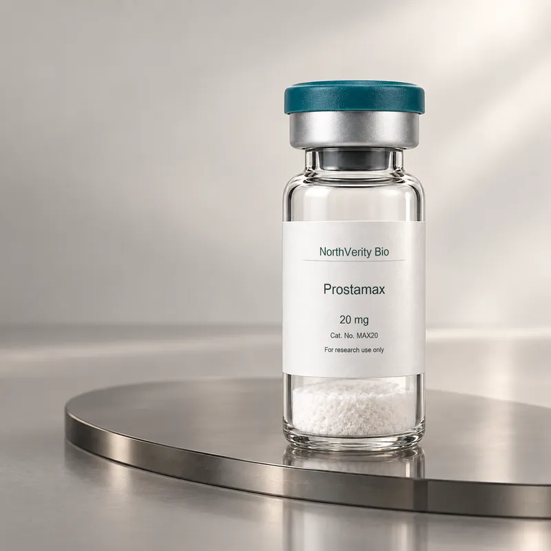 Prostamax 20 mg × 10 vials · MAX20 · Catalog illustration—not an actual packaging photo.