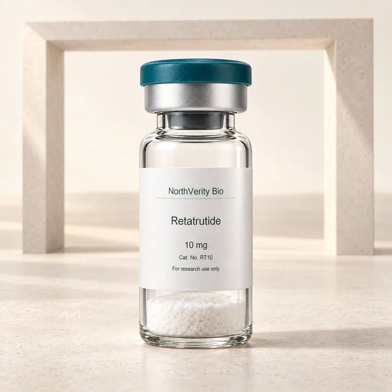 Retatrutide 10 mg × 10 vials · RT10 · Catalog illustration—not an actual packaging photo.