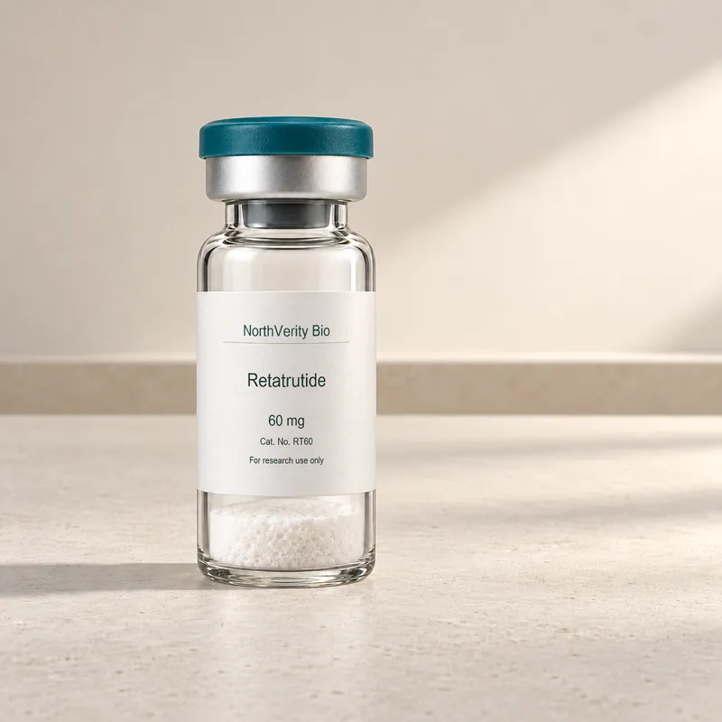 Retatrutide 60 mg × 10 vials · RT60 · Catalog illustration—not an actual packaging photo.