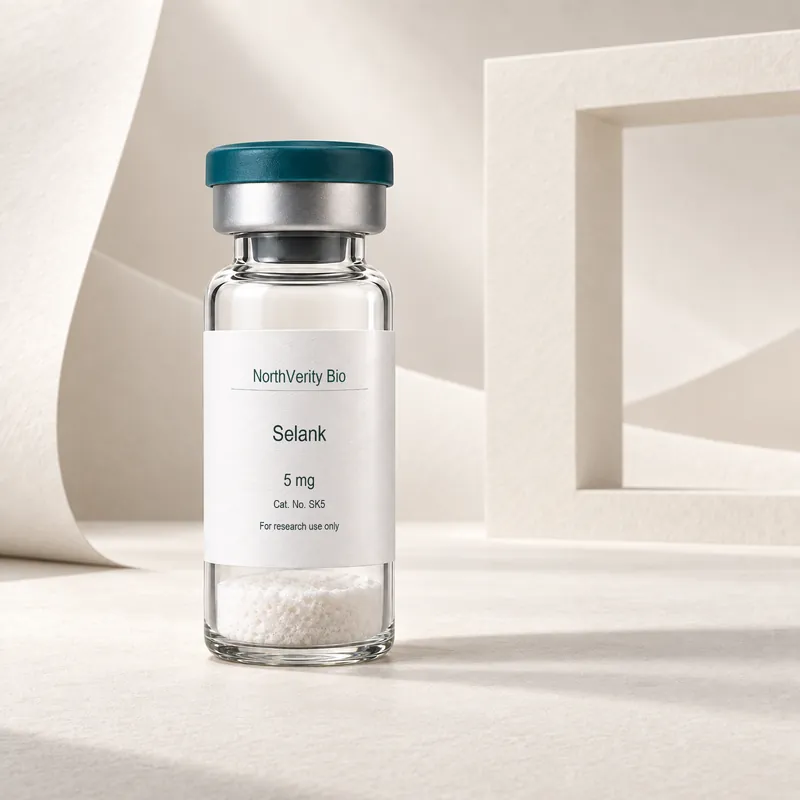 Selank 5 mg × 10 vials · SK5 · Catalog illustration—not an actual packaging photo.