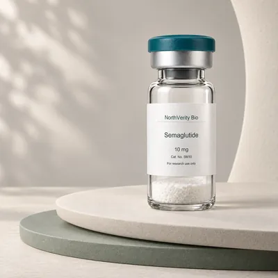 Semaglutide 10 mg × 10 vials · SM10 · Catalog illustration—not an actual packaging photo.