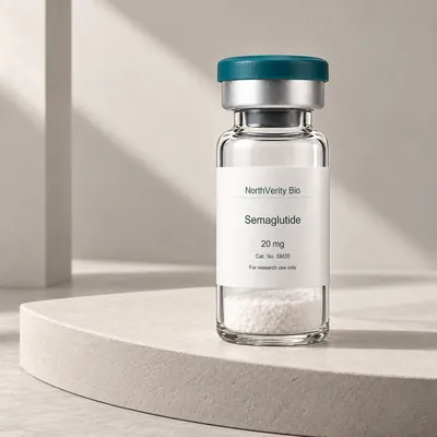 ⁨Semaglutide⁩ 20 mg × 10 قوارير · ⁨SM20⁩ · رسم توضيحي وليس صورة للتغليف الفعلي.