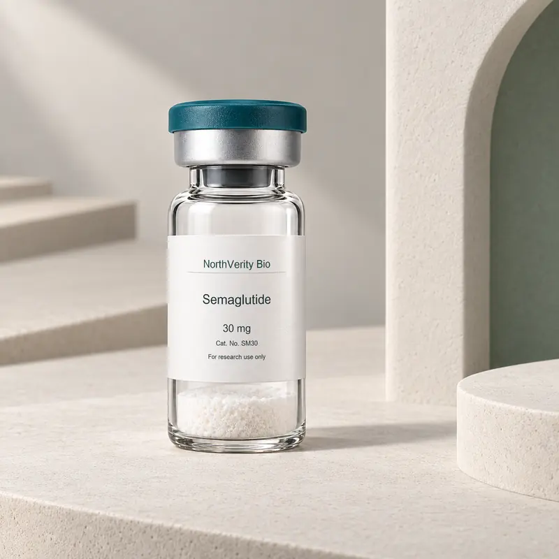 Semaglutide 30 mg × 10 vials · SM30 · Catalog illustration—not an actual packaging photo.