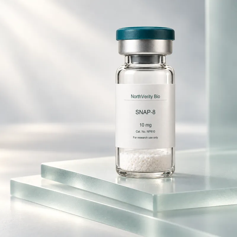 SNAP-8 10 mg × 10 vials · NP810 · Catalog illustration—not an actual packaging photo.