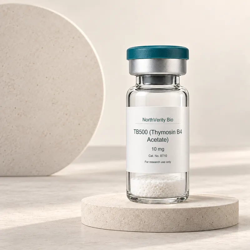 TB500 (Thymosin B4 Acetate) 10 mg × 10 vials · BT10 · Catalog illustration—not an actual packaging photo.