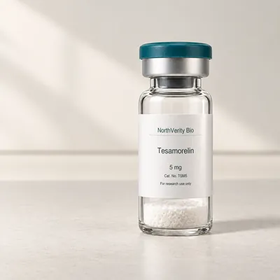 Tesamorelin 5 mg × 10 Fläschchen · TSM5 · Katalogillustration, kein Foto der tatsächlichen Verpackung.