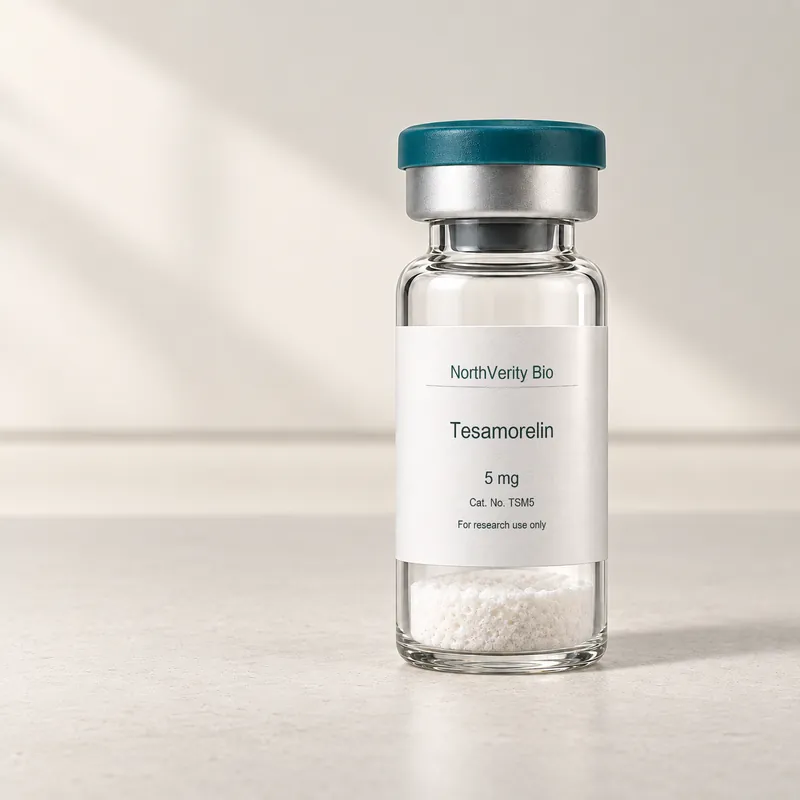 Tesamorelin 5 mg × 10 Fläschchen · TSM5 · Katalogillustration, kein Foto der tatsächlichen Verpackung.