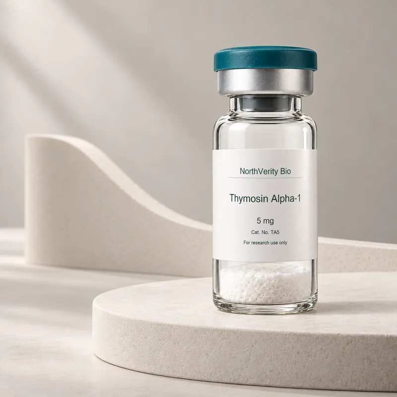 Thymosin Alpha-1 5 mg × 10 vials · TA5 · Catalog illustration—not an actual packaging photo.