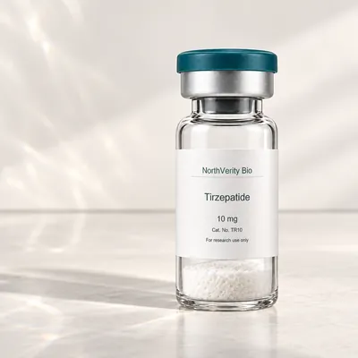 Tirzepatide 10 mg × 10 Fläschchen · TR10 · Katalogillustration, kein Foto der tatsächlichen Verpackung.