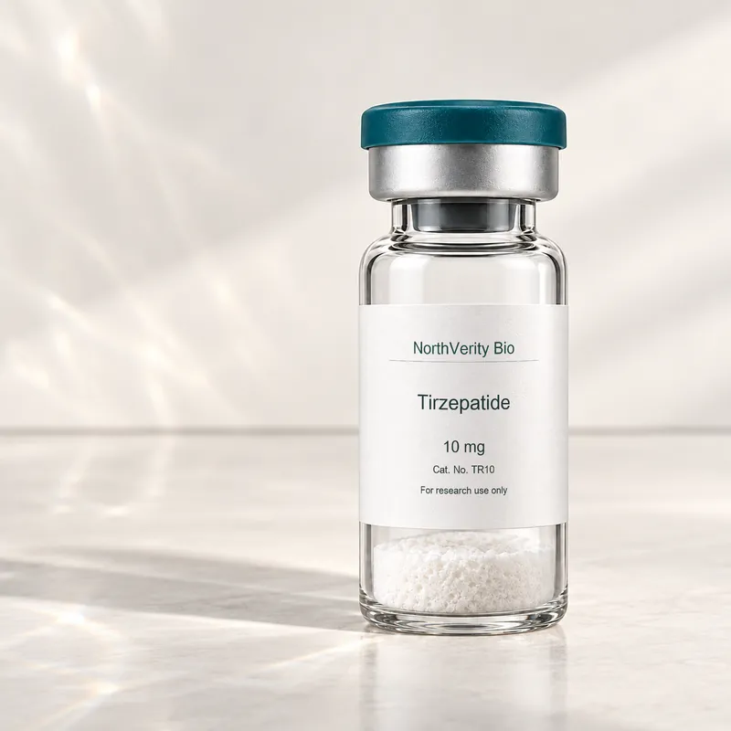 Tirzepatide 10 mg × 10 قوارير · TR10 · رسم توضيحي وليس صورة للتغليف الفعلي.