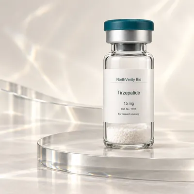 Tirzepatide 15 mg × 10 Fläschchen · TR15 · Katalogillustration, kein Foto der tatsächlichen Verpackung.