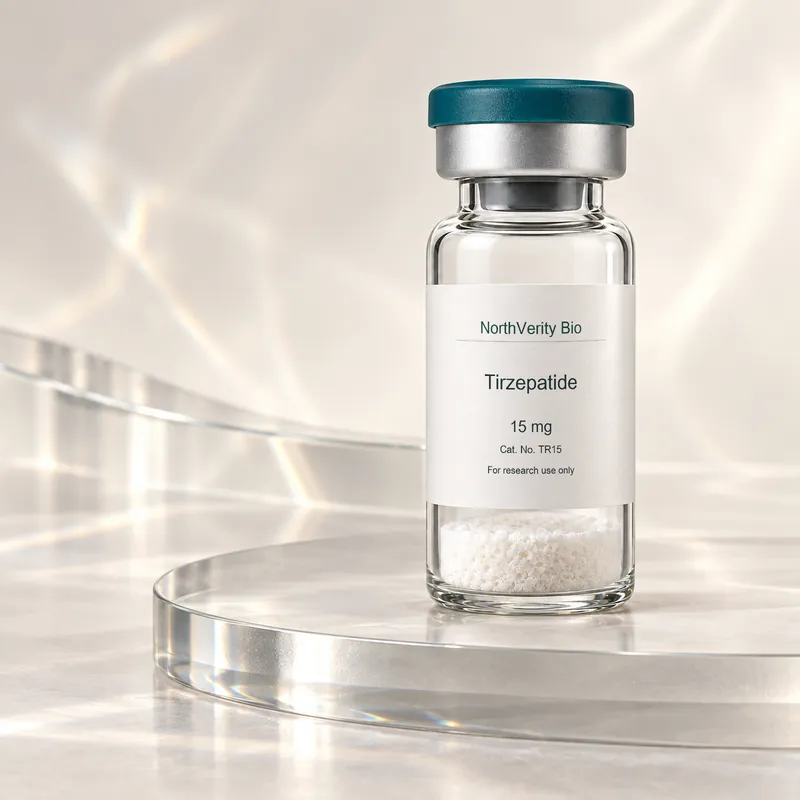Tirzepatide 15 mg × 10 قوارير · TR15 · رسم توضيحي وليس صورة للتغليف الفعلي.