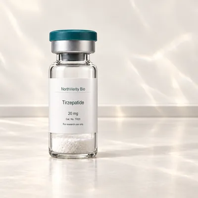 Tirzepatide 20 mg × 10 Fläschchen · TR20 · Katalogillustration, kein Foto der tatsächlichen Verpackung.