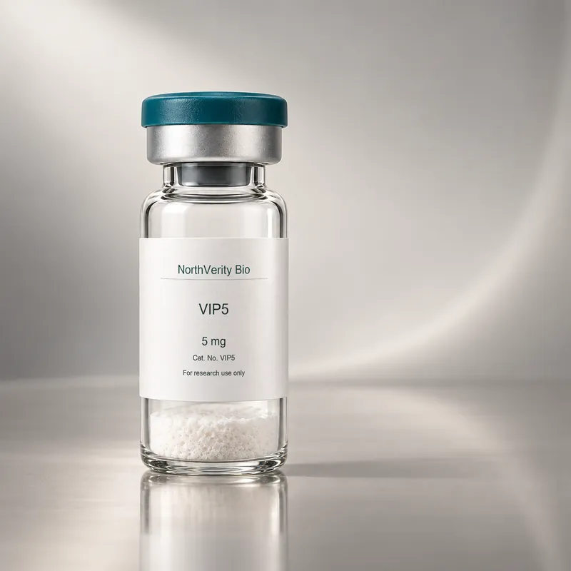 VIP5 5 mg × 10 vials · VIP5 · Catalog illustration—not an actual packaging photo.