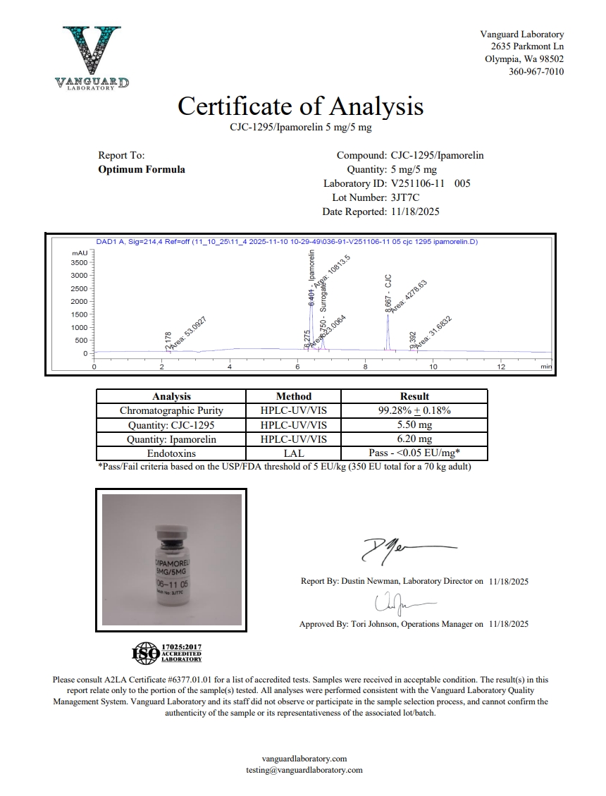 Original CJC-1295/Ipamorelin 5 mg/5 mg sample report, V251106-11 005