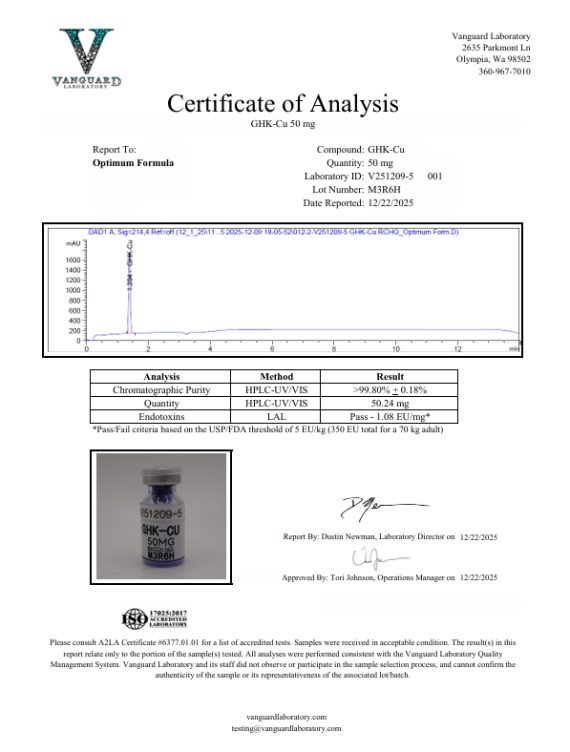 Original GHK-Cu 50 mg sample report, V251209-5 001