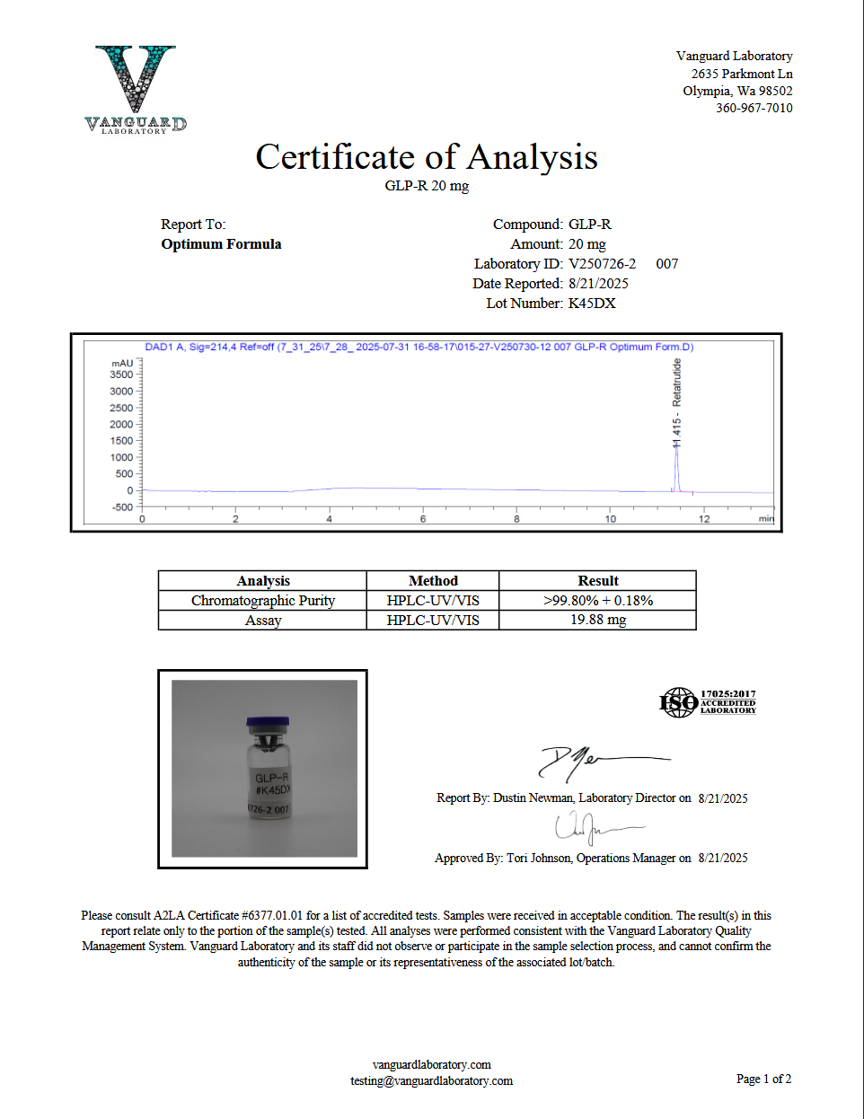 Original GLP-R 20 mg sample report, V250726-2 007