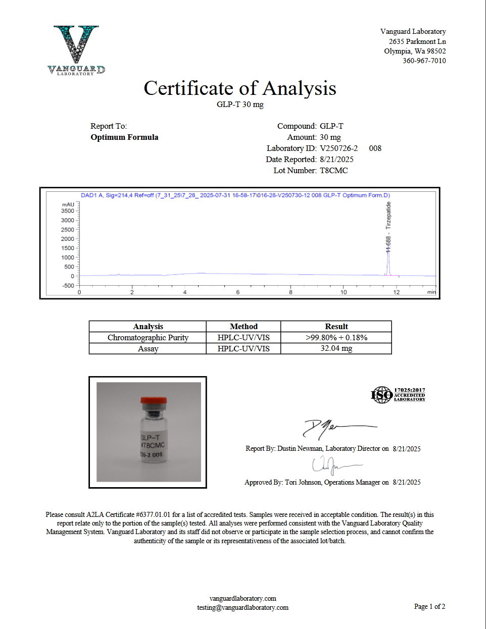 Original GLP-T 30 mg sample report, V250726-2 008